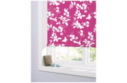 Butterfly and Pink Blossom Roller Blind - 4ft - White.